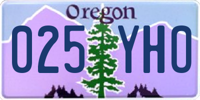 OR license plate 025YHO