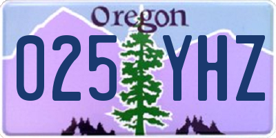 OR license plate 025YHZ