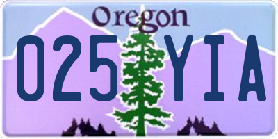 OR license plate 025YIA