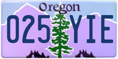 OR license plate 025YIE