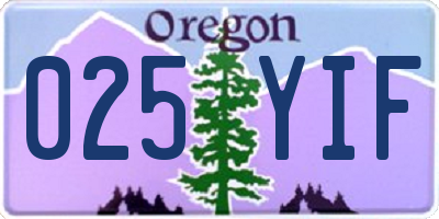 OR license plate 025YIF