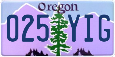 OR license plate 025YIG