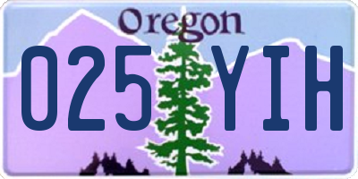 OR license plate 025YIH