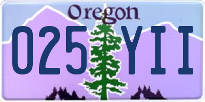 OR license plate 025YII