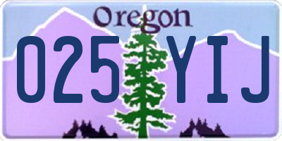OR license plate 025YIJ