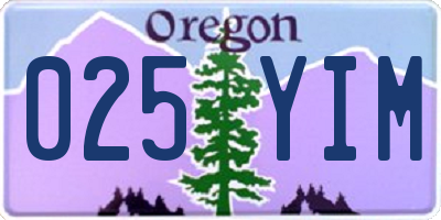 OR license plate 025YIM