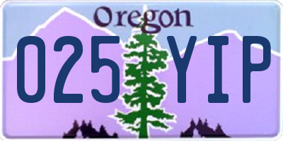 OR license plate 025YIP