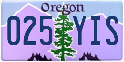 OR license plate 025YIS