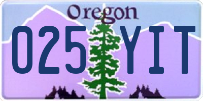 OR license plate 025YIT