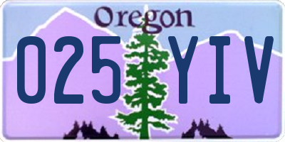 OR license plate 025YIV