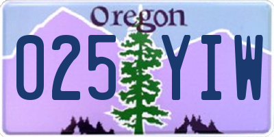 OR license plate 025YIW