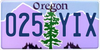 OR license plate 025YIX