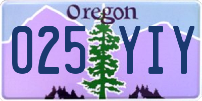 OR license plate 025YIY