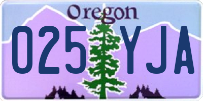 OR license plate 025YJA