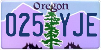 OR license plate 025YJE