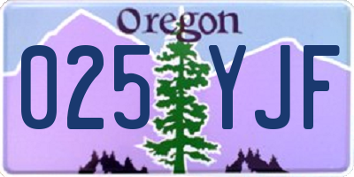 OR license plate 025YJF
