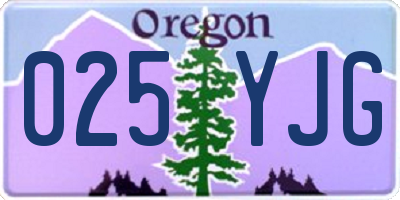 OR license plate 025YJG