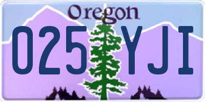 OR license plate 025YJI