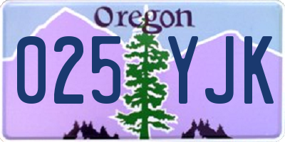 OR license plate 025YJK