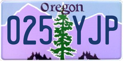 OR license plate 025YJP
