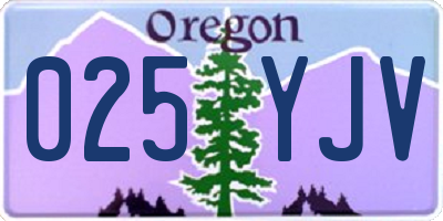 OR license plate 025YJV