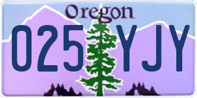 OR license plate 025YJY