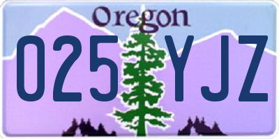 OR license plate 025YJZ