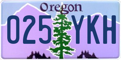 OR license plate 025YKH