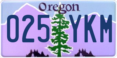 OR license plate 025YKM