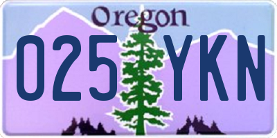 OR license plate 025YKN
