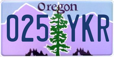 OR license plate 025YKR
