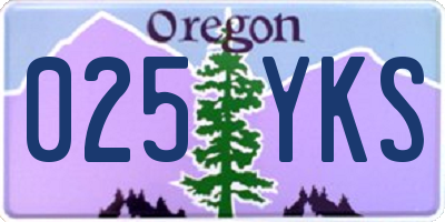 OR license plate 025YKS
