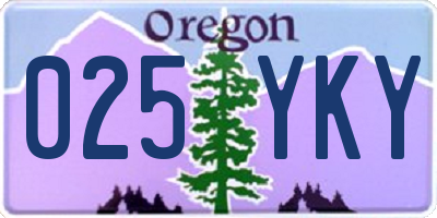 OR license plate 025YKY
