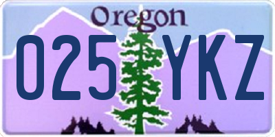 OR license plate 025YKZ