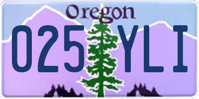 OR license plate 025YLI