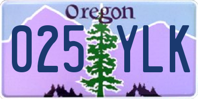 OR license plate 025YLK