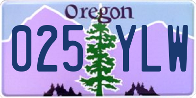 OR license plate 025YLW
