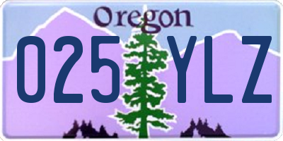 OR license plate 025YLZ