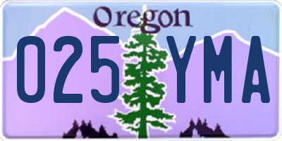 OR license plate 025YMA