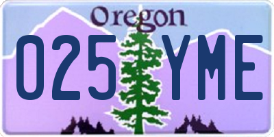 OR license plate 025YME
