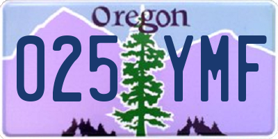 OR license plate 025YMF