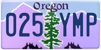 OR license plate 025YMP