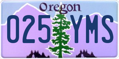 OR license plate 025YMS