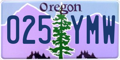 OR license plate 025YMW