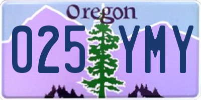 OR license plate 025YMY