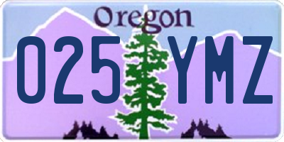 OR license plate 025YMZ