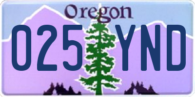 OR license plate 025YND