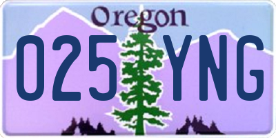 OR license plate 025YNG