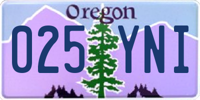 OR license plate 025YNI
