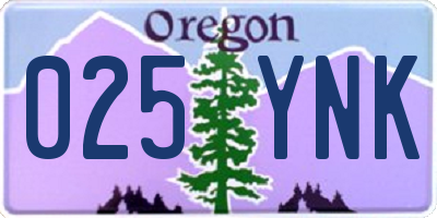OR license plate 025YNK